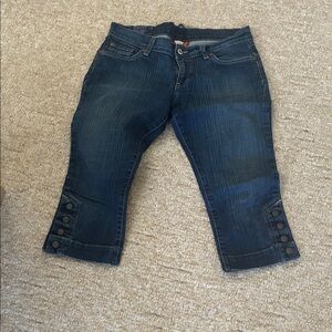 Lucky Brand Dark Blue Ankle Button-Tab Cropped Jeans